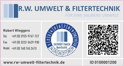 Prüfplakette zur Filterprüfung Filterwartung