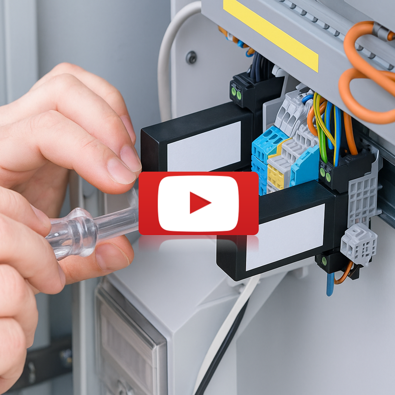 Techniker bei der Arbeit an einem Schaltschrank – Prüfung elektrischer Komponenten zur Sicherstellung der Filteranlagenfunktion.
